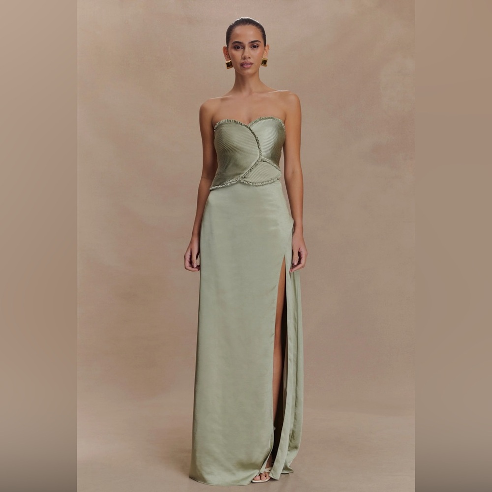 Meshki Larissa Satin Maxi Dress with Ruched Petals